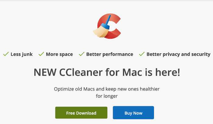 A screenshot of CCleaner